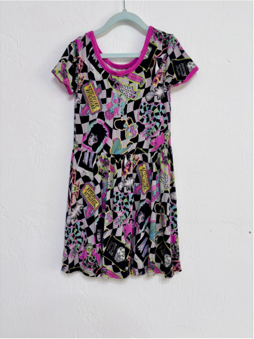 Girls Onyx + Lore Beetlejuice Dress Size 10 Black Pink Bamboo - Picture 2 of 5